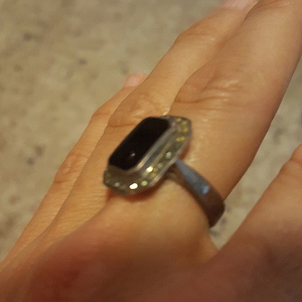 Silver Square Ring With Black Stone - image 2